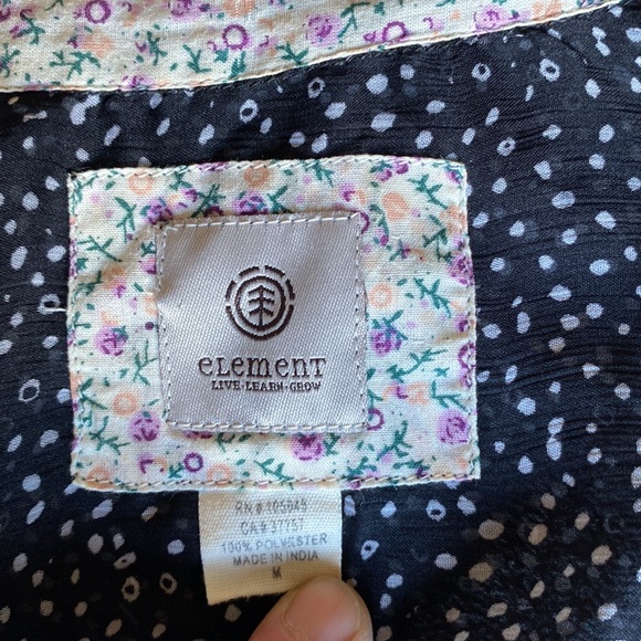 Element Sheer Shirt With Abalone Buttons Size Medium - Picture 3 of 8